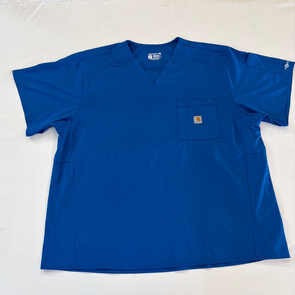 Carhartt Liberty Force Scrub Top Mens 3XL Royal Blue V-Neck Modern Fit Pocket